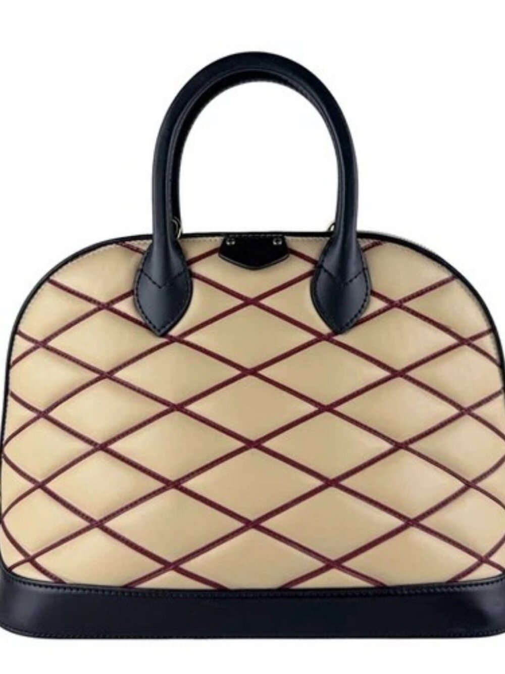 Auth LOUIS VUITTON Malletage Alma PM Handbag Shoulder Bag Beige/Black - z9871